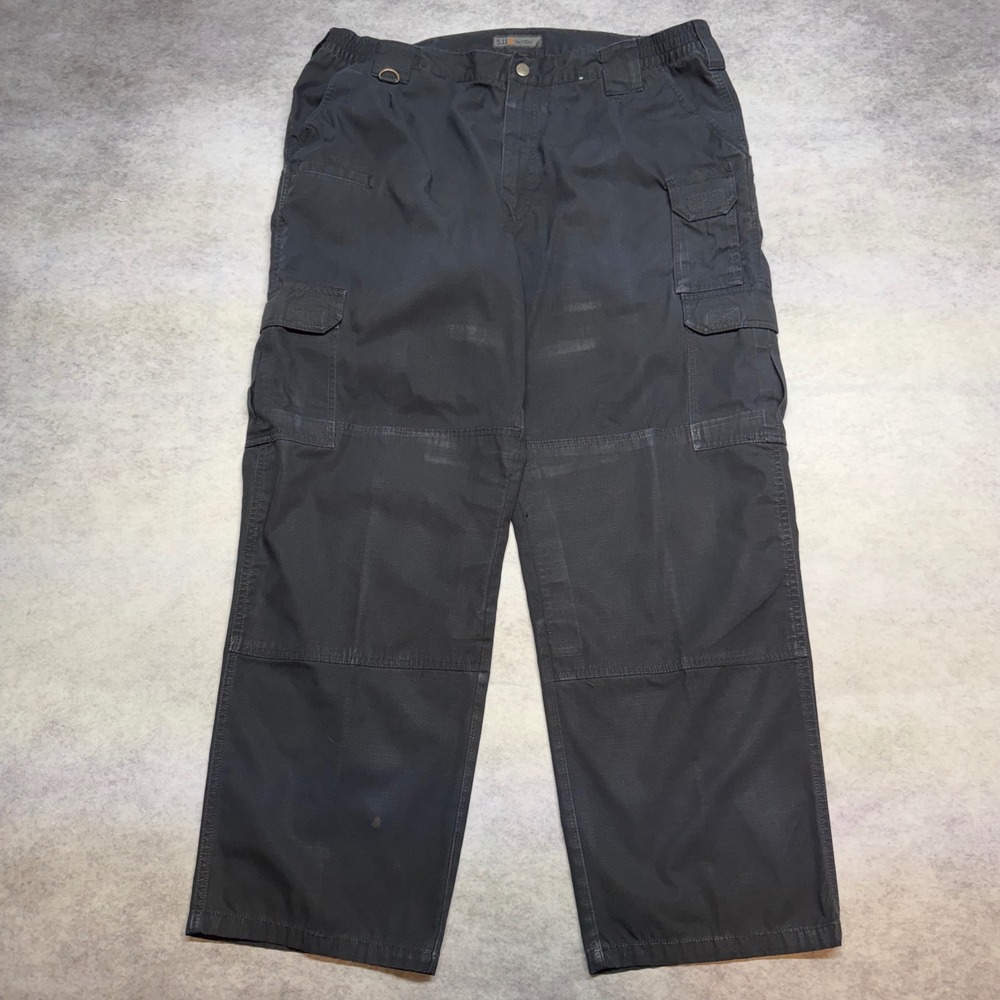 5.11 Tactical Ripstop Cargo Pants Mens 38x30 Black Multi Pocket Work Trousers